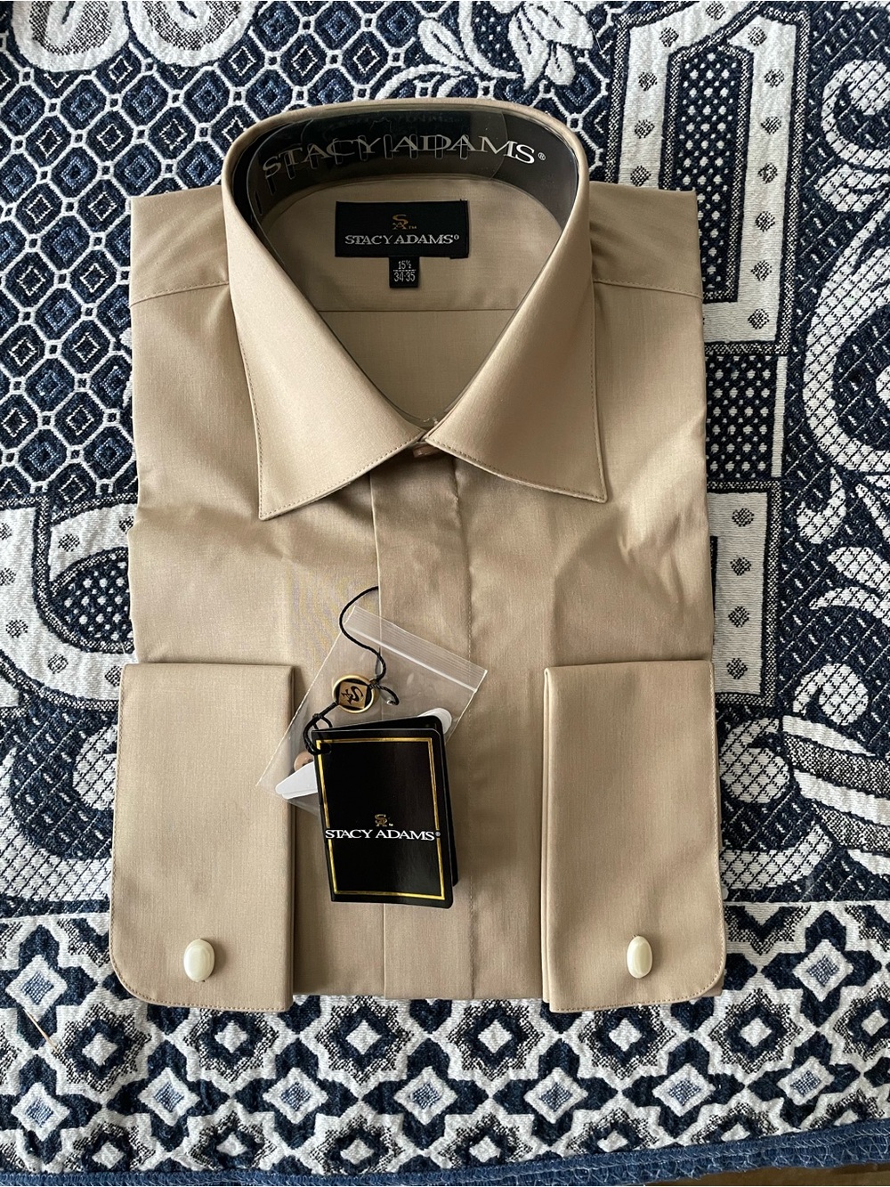 Stacey Adams Beige men’s Dress Shirt BNWT
